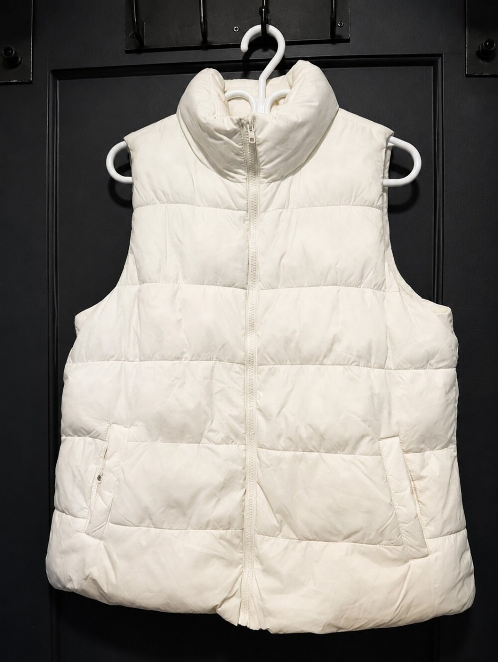 Cream Fleece-Lined Puffer Vest | Cozy Lightweight Quilted Vest | Women L